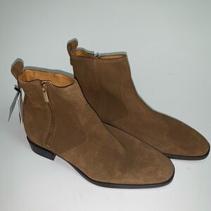 Zara Leather boots without lacing. Suede. Brown..